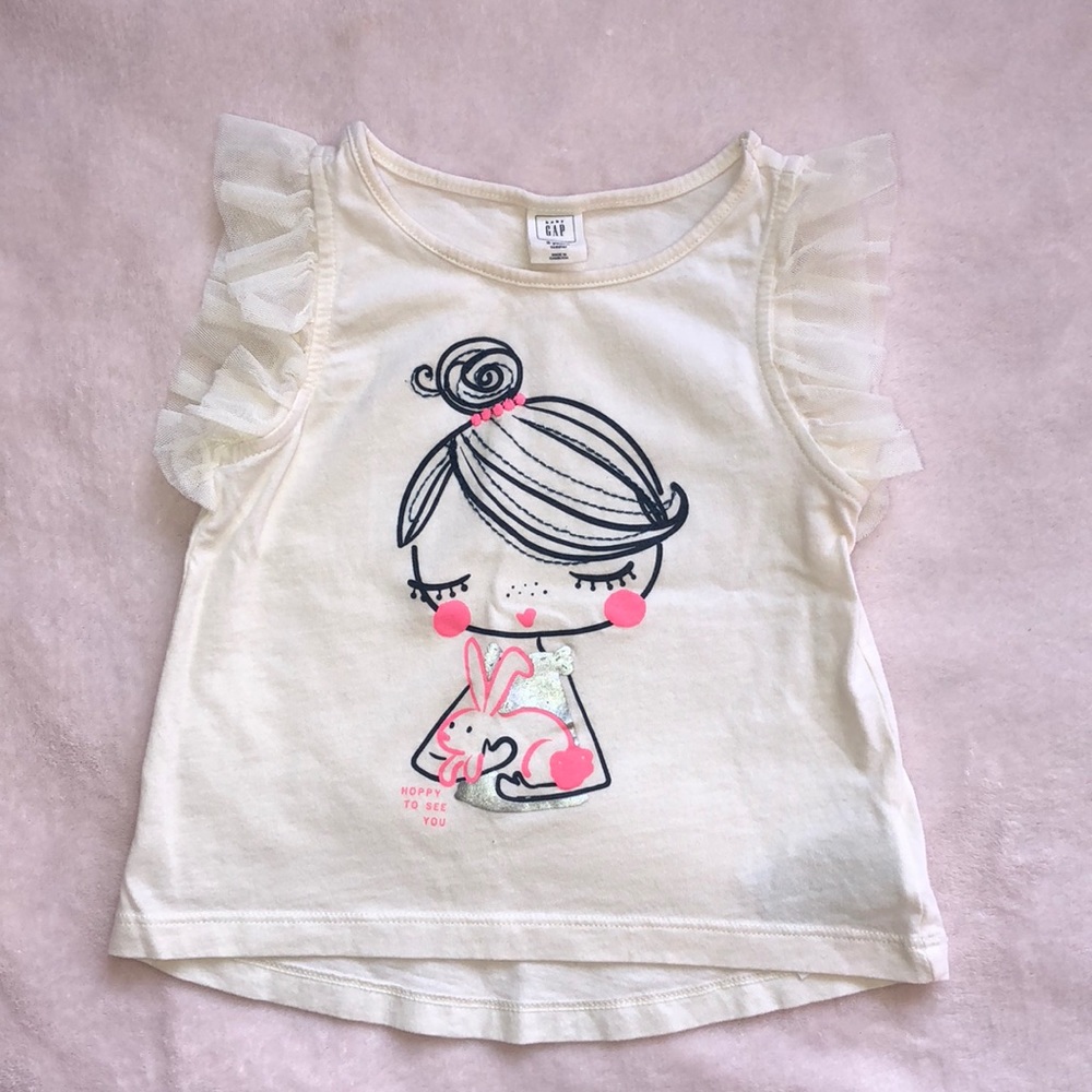 Toddler Girls Short Sleeve Cream Color Top